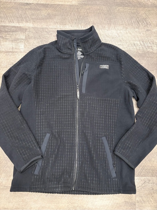 L.L. Bean Other - L.L. Bean Men’s Black Grid-Pattern Fleece Zip Jacket